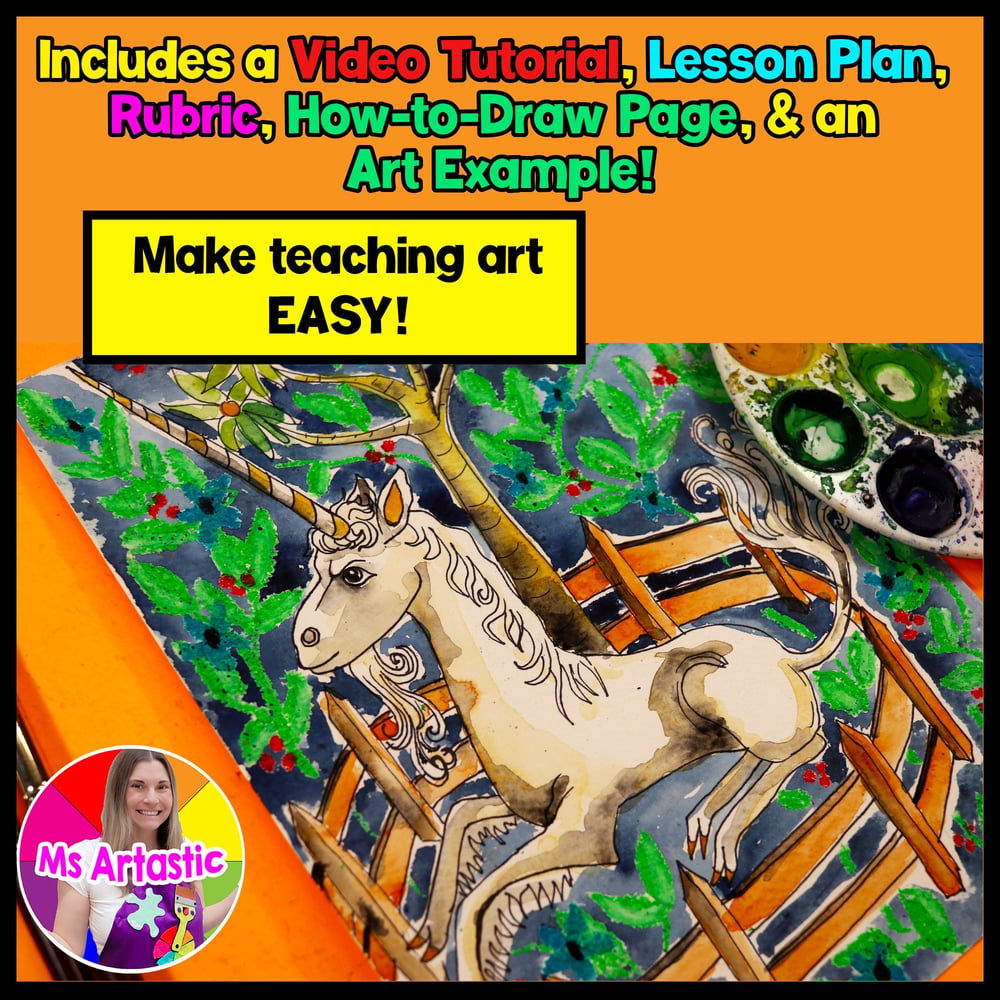 Medieval Unicorn Tapestry Art Lesson Medieval Art Project Art History Activity – image 2