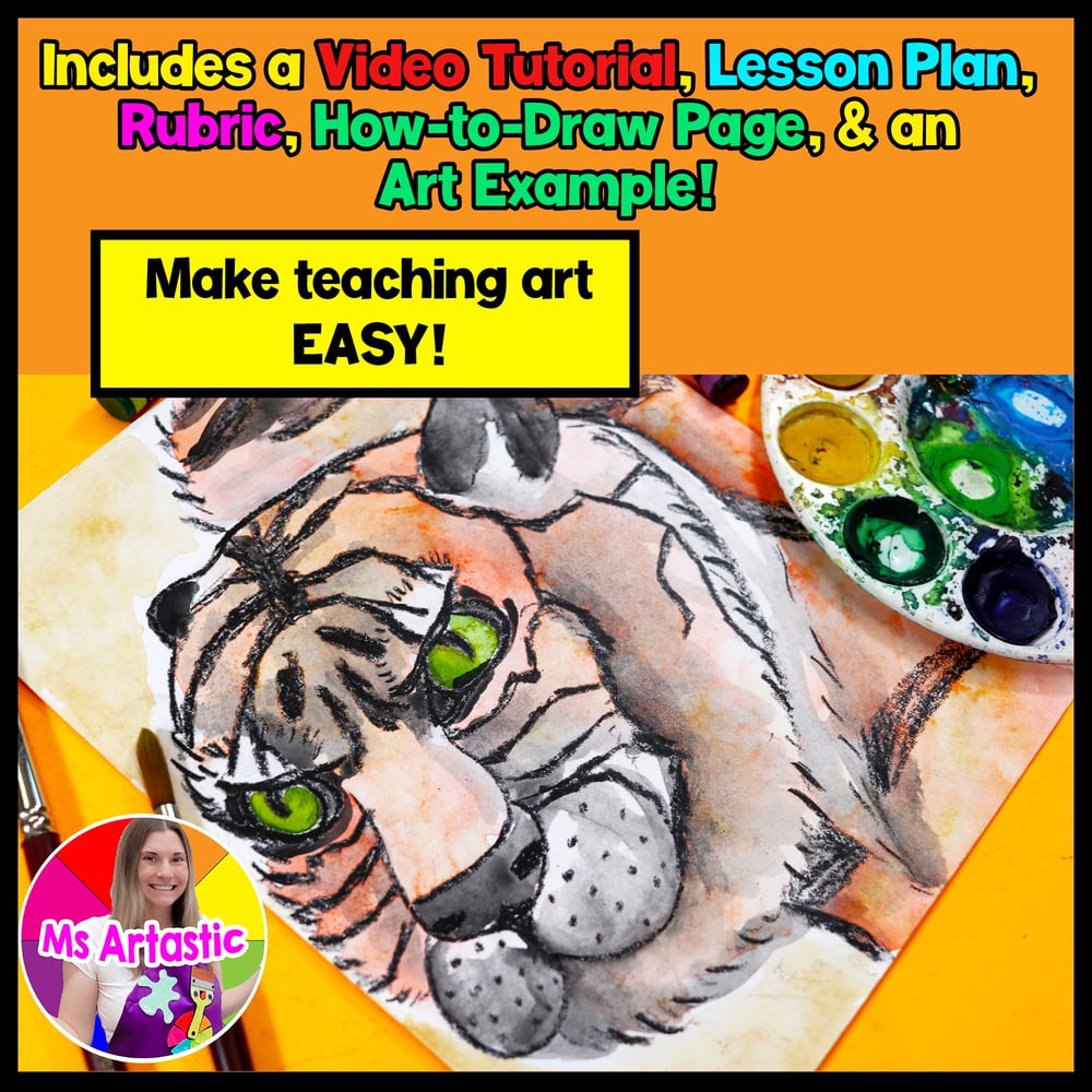 Japanese Tiger Art Lesson Watercolor Painting Tutorial Art History Art Activity – image 2