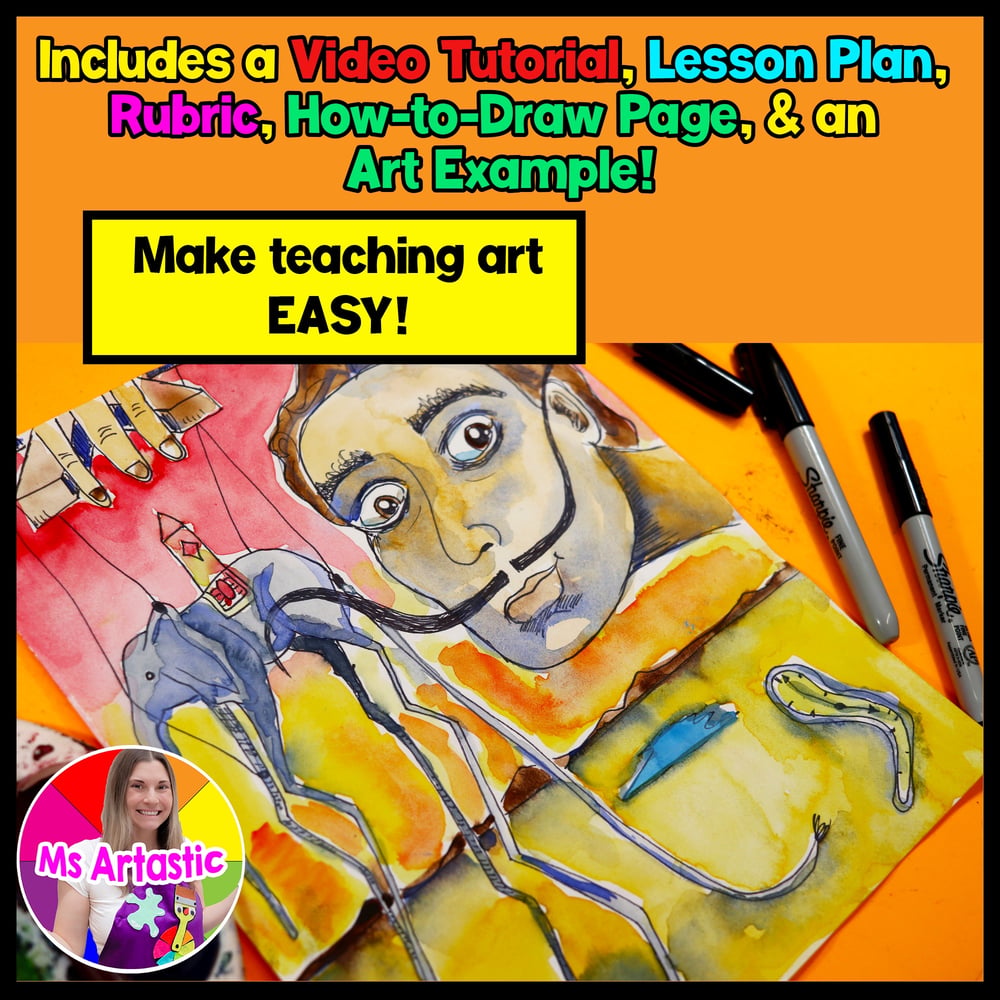 Salvador Dali Art Lesson Surrealist Art Watercolor Art Project Middle School Art – image 2