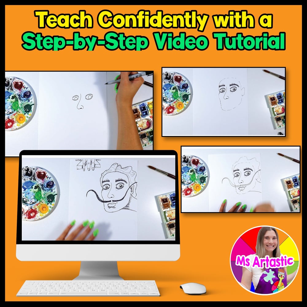 Salvador Dali Art Lesson Surrealist Art Watercolor Art Project Middle School Art – image 4