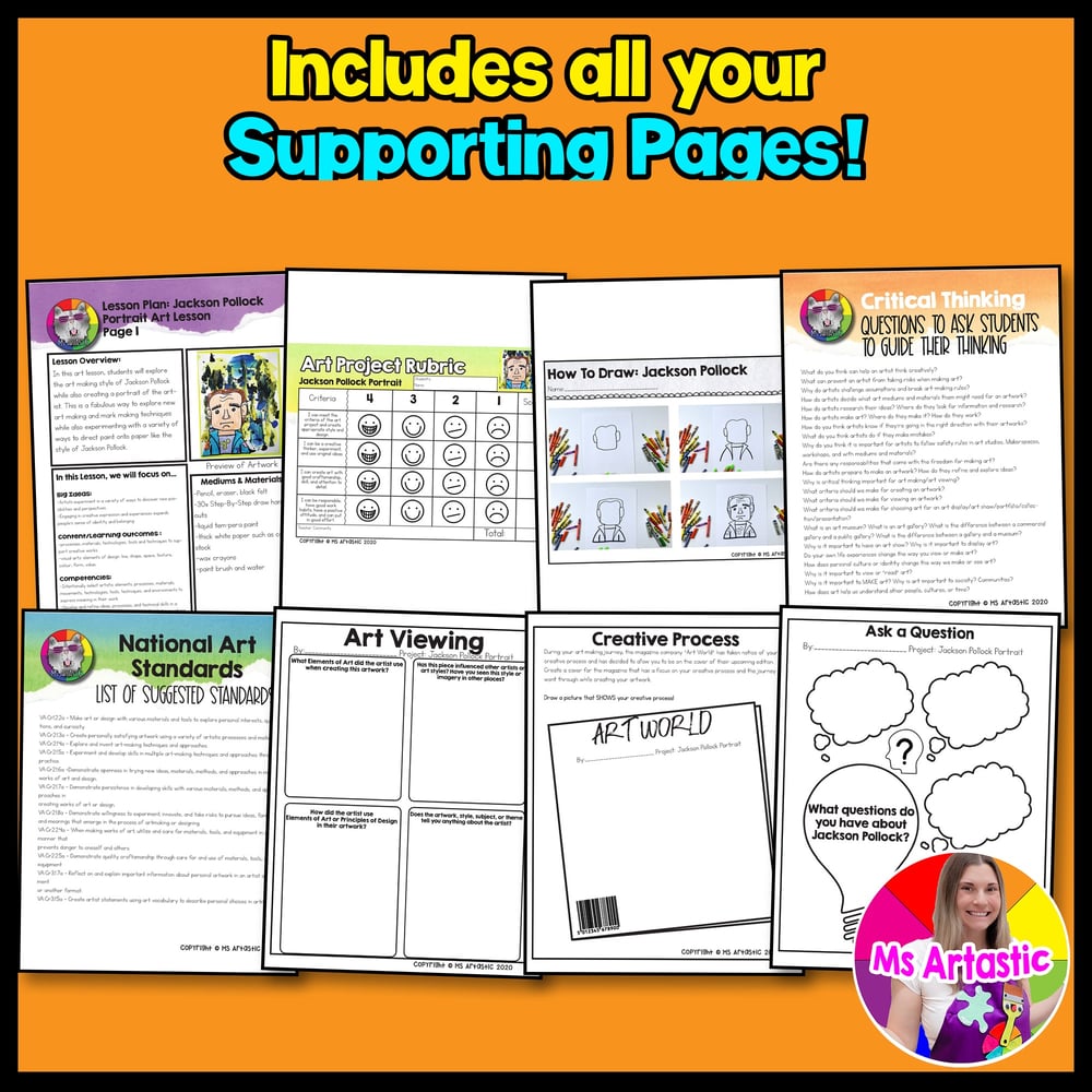 Jackson Pollock Art Project Pollock Portrait Art Lesson Art History Art Activity – image 3