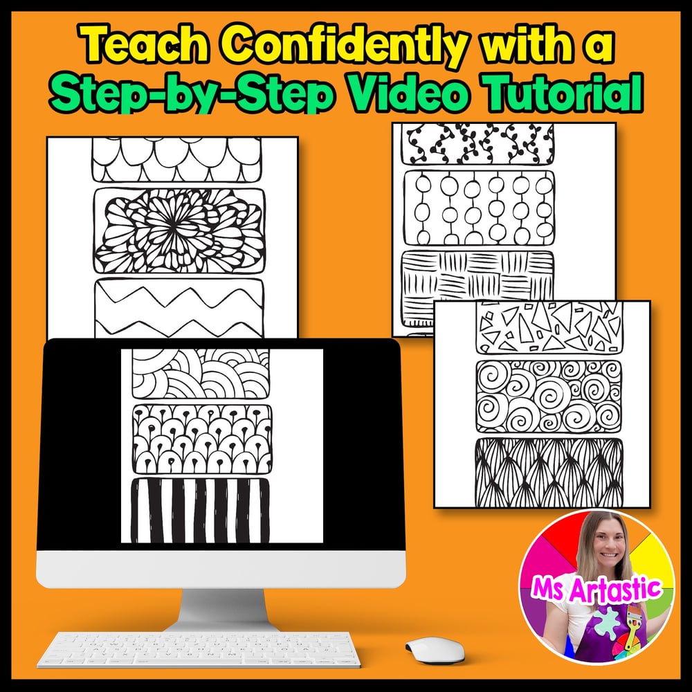 Fall Pumpkin Line Art Lesson Autumn Art Project Zen Doodle Fall Art Activity – image 4
