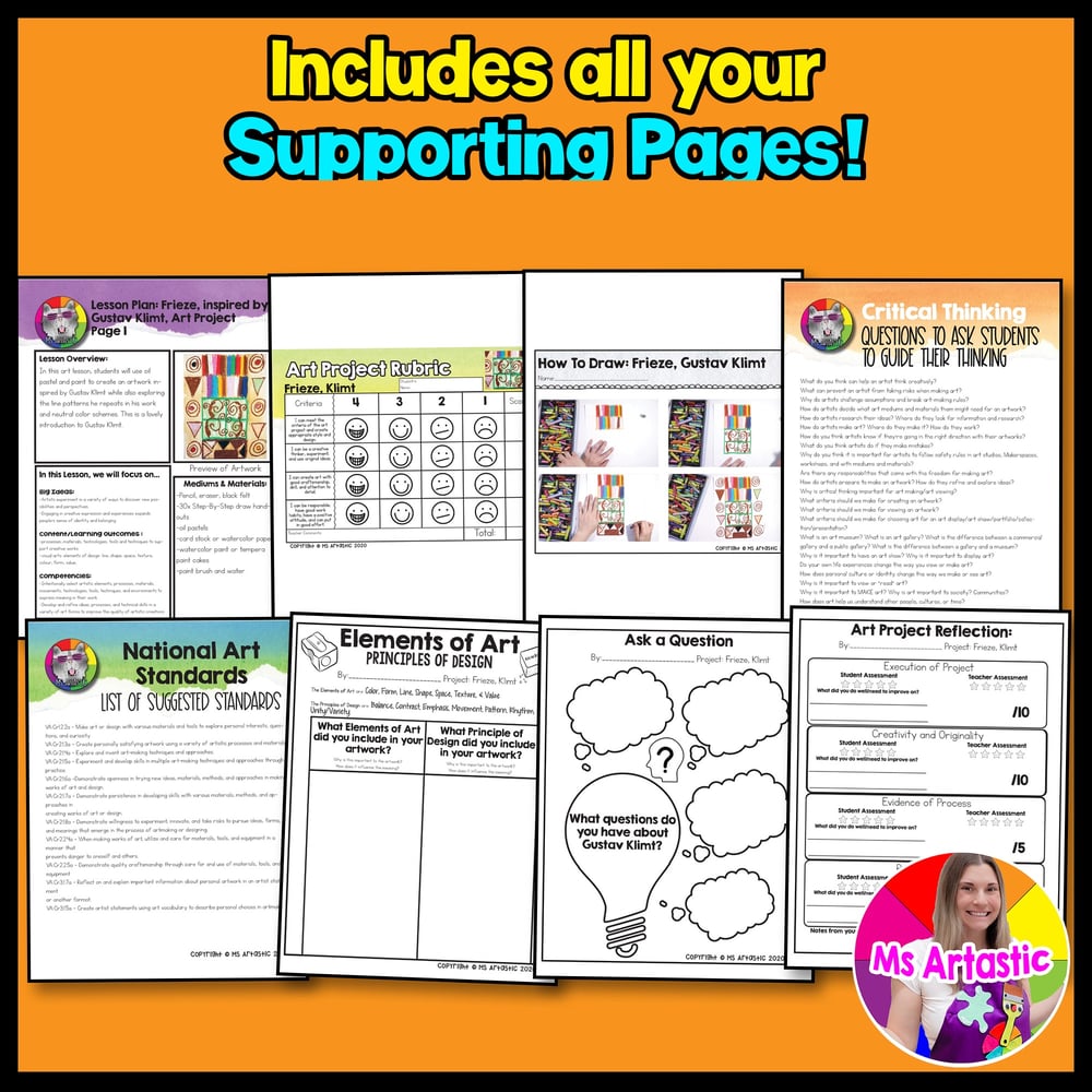 Gustav Klimt Art Project Frieze Art Lesson Art History Elementary Art Activity – image 3