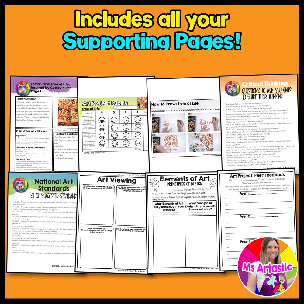 Gustav Klimt Tree of Life Art Lesson Art History Elementary Klimt Art Project – image 3