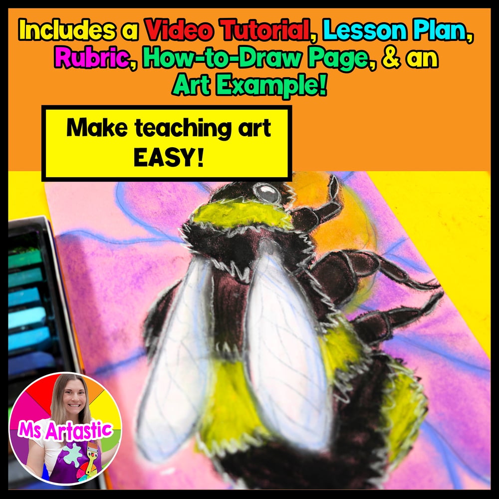Bumblebee Magnification Art Lesson Soft Pastel Bumblebee Drawing Spring Insect – image 2