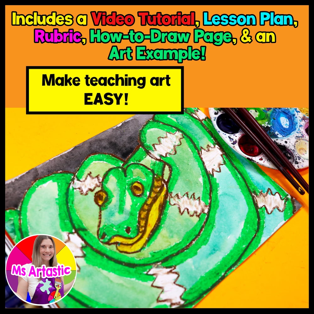 Rainforest Tree Boa Snake Art Lesson Magnification Drawing Tropical Snake Art – image 2