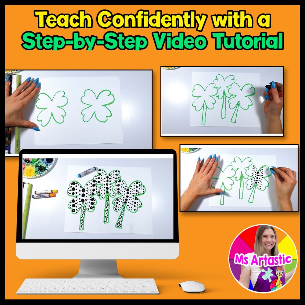 St Patricks Day Art Lesson Shamrock Art Activity Yayoi Kusama Art Project – image 4