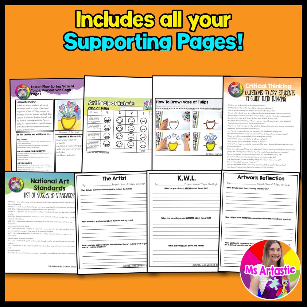 Spring Art Lesson Vincent van Gogh Tulips Art Project Vase Spring Art Project – image 3