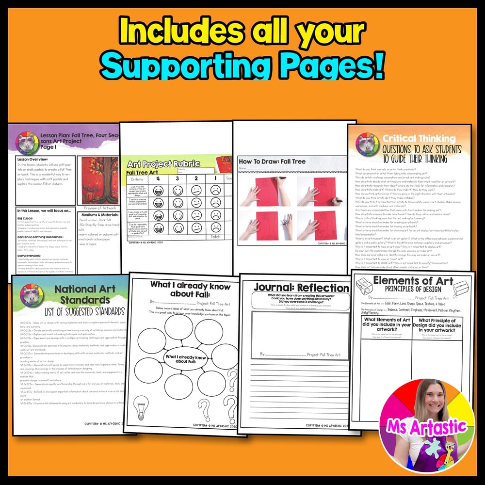 Fall Tree Art Lesson Autumn Tree Art Project Seasonal Art Activity Primary Art – image 3