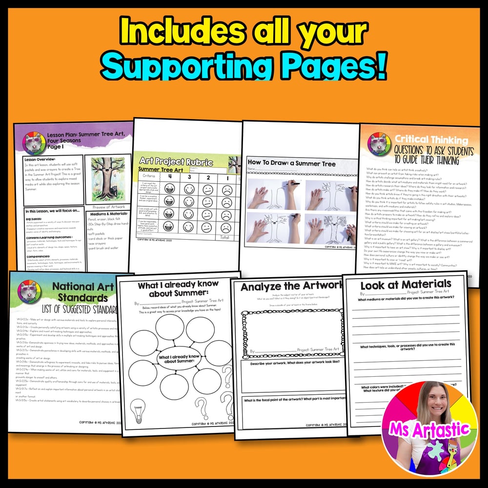 Summer Art Lesson Summer Tree Art Project Elementary Summer Art Activity – image 3