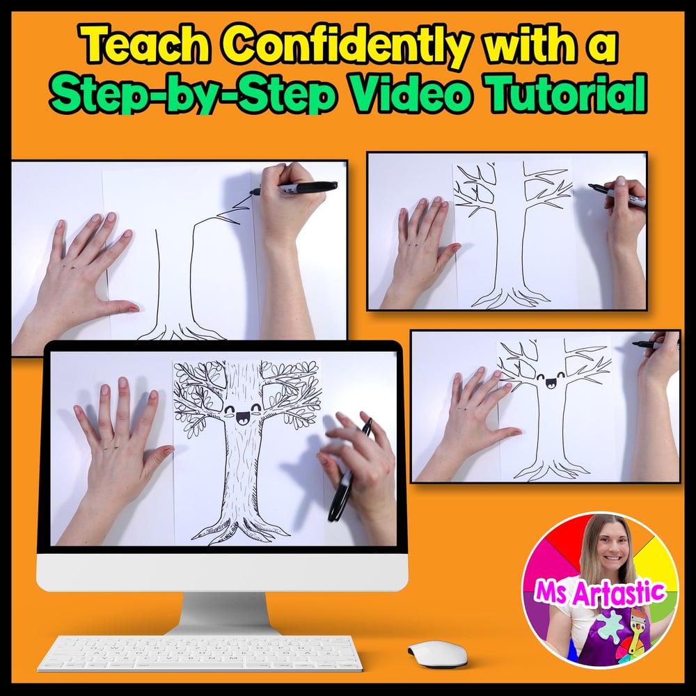 Summer Art Lesson Summer Tree Art Project Elementary Summer Art Activity – image 4
