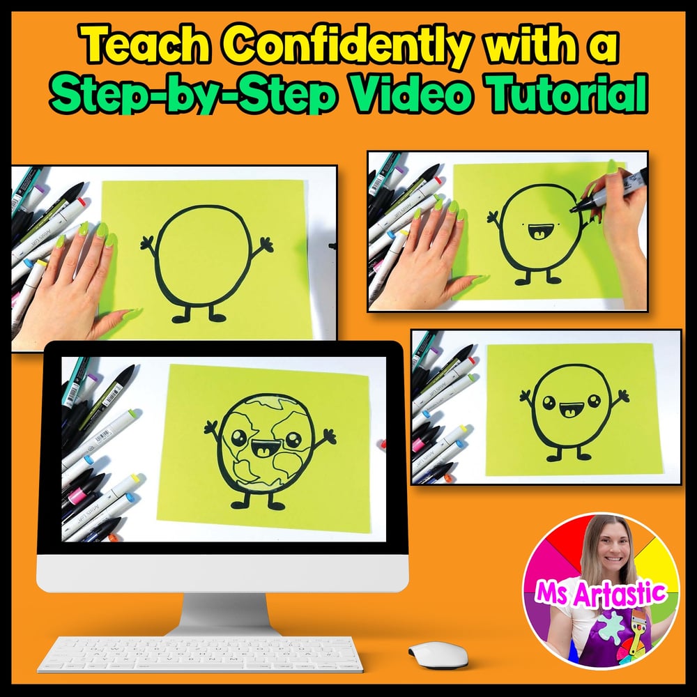 Earth Day Art Lesson Cute Planet Earth Drawing Elementary Earth Day Art Project – image 4