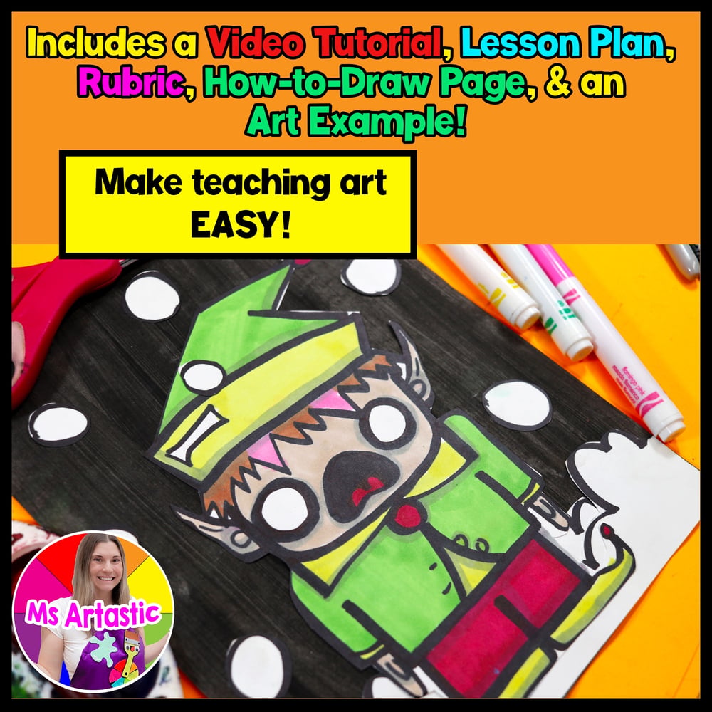 Christmas Art Lesson Santas Elf Art Project Christmas Art Activities Artwork – image 2