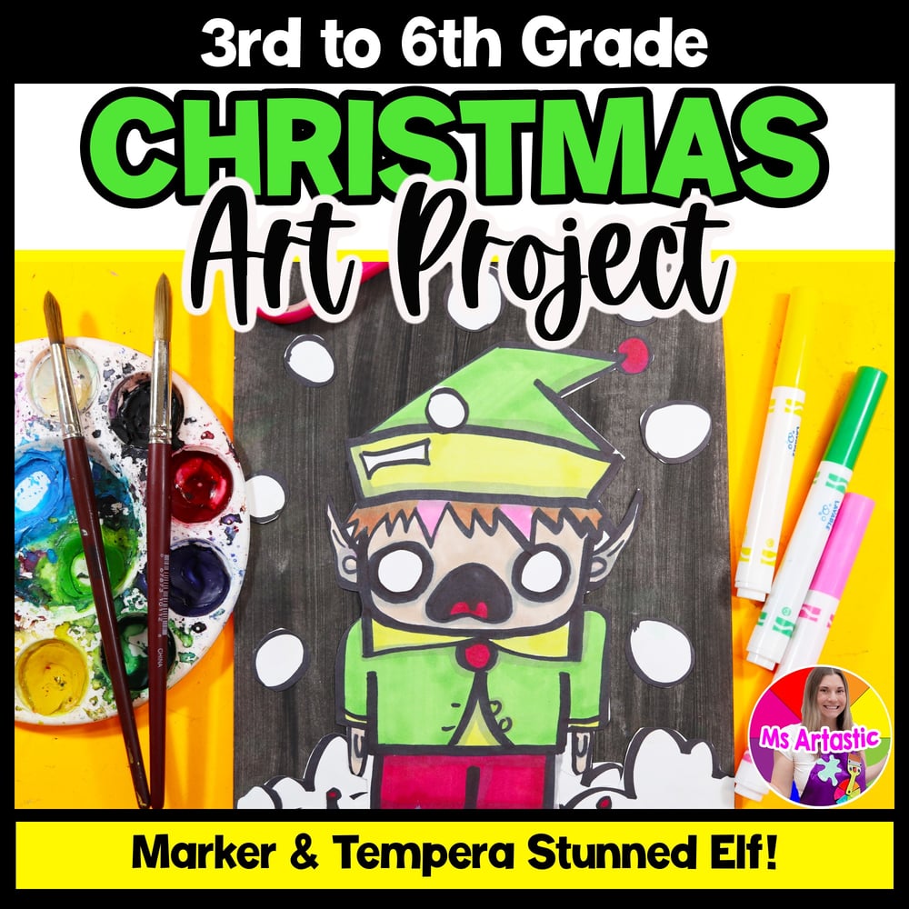 Christmas Art Lesson Santas Elf Art Project Christmas Art Activities Artwork