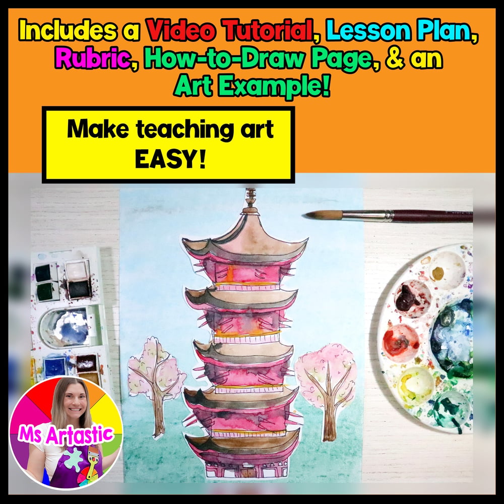 Chinese Pagoda Temple Art Project Art Lesson Lunar New Year Art History Activity – image 2