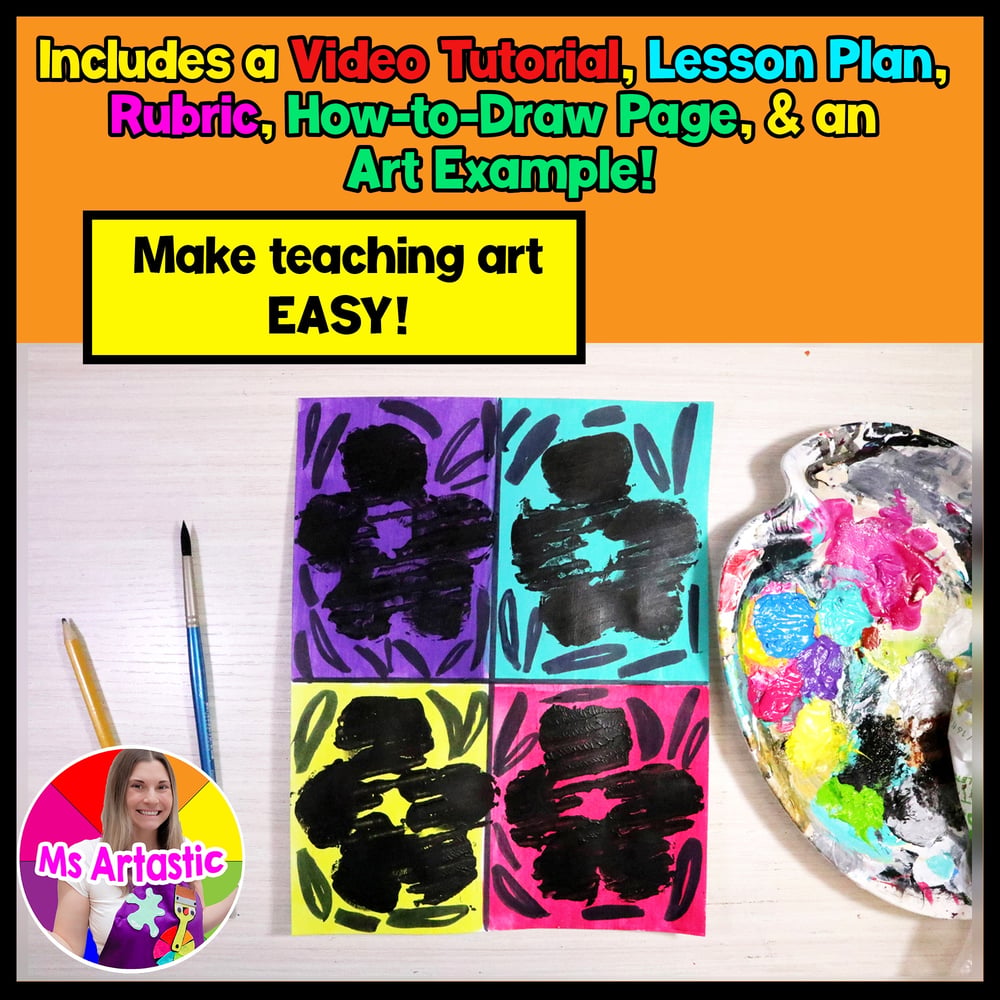 Andy Warhol Flowers Art Project Pop Art Lesson Primary Kindergarten Art Activity – image 2