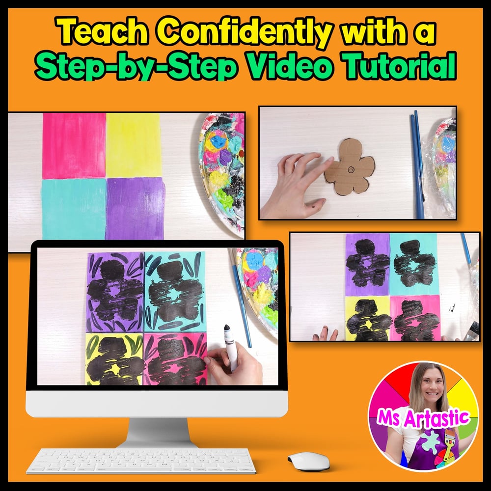 Andy Warhol Flowers Art Project Pop Art Lesson Primary Kindergarten Art Activity – image 4
