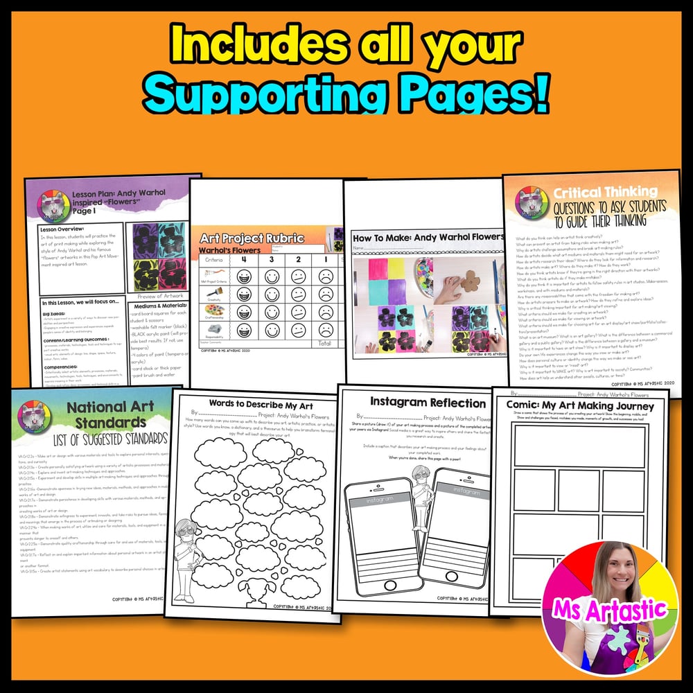 Andy Warhol Flowers Art Project Pop Art Lesson Primary Kindergarten Art Activity – image 3
