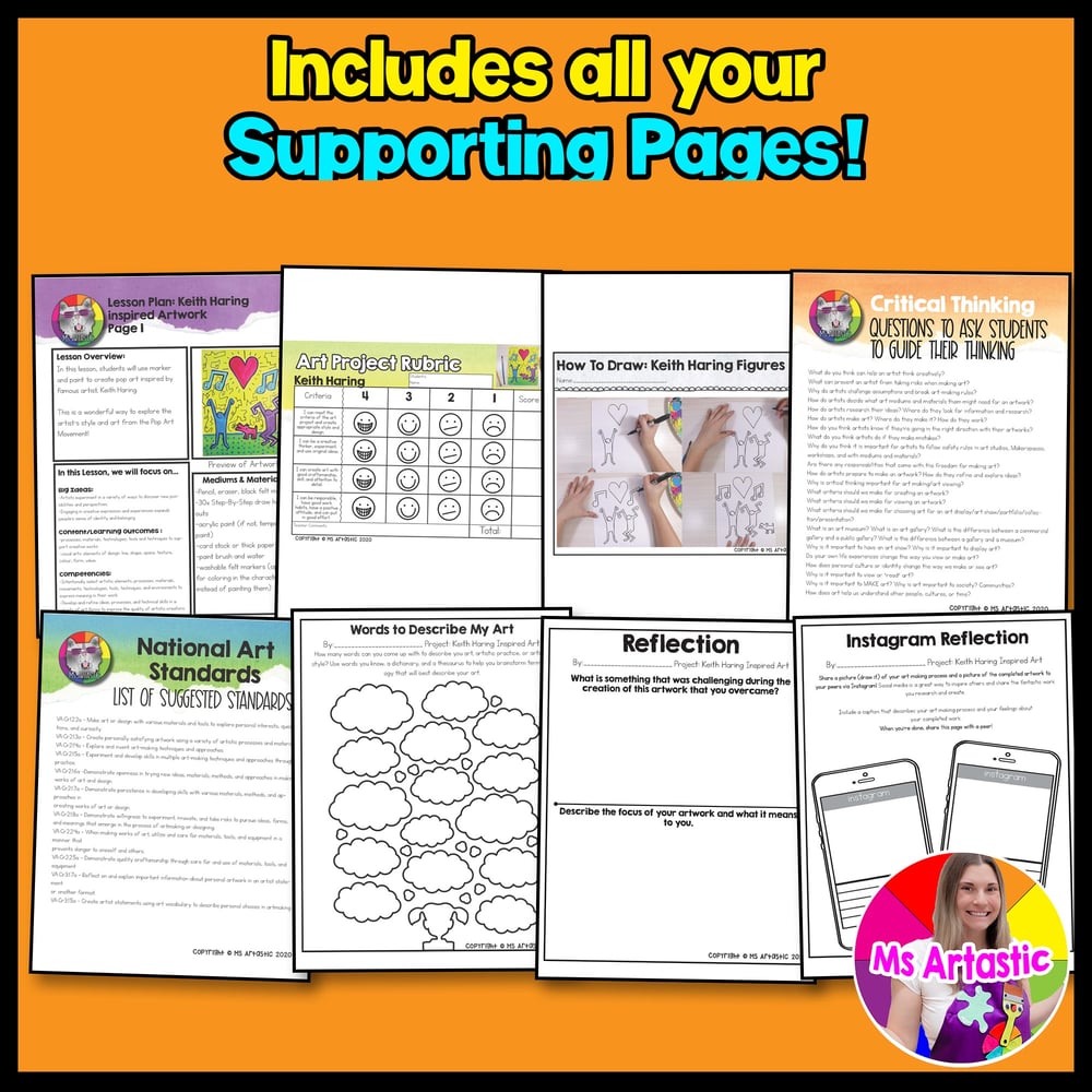 Keith Haring Art Lesson Pop Art Elementary Art Project Artwork Activity – image 3