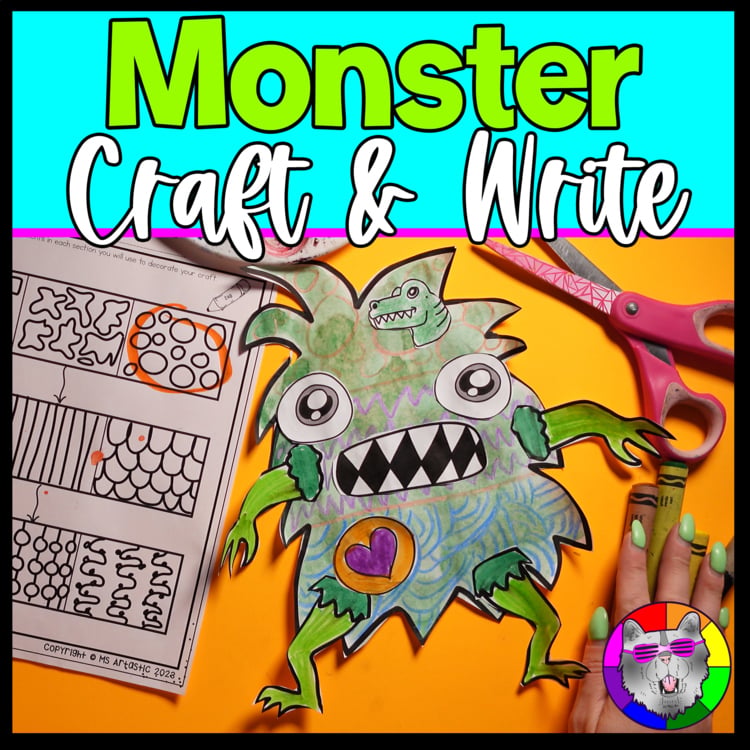 Monster Craft Halloween Craft and Write Writing Prompts Sub Plans Activity