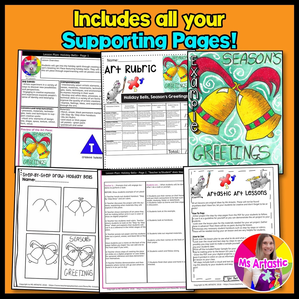 Christmas Art Lesson Bells Christmas Art Project Christmas Art Activity – image 3