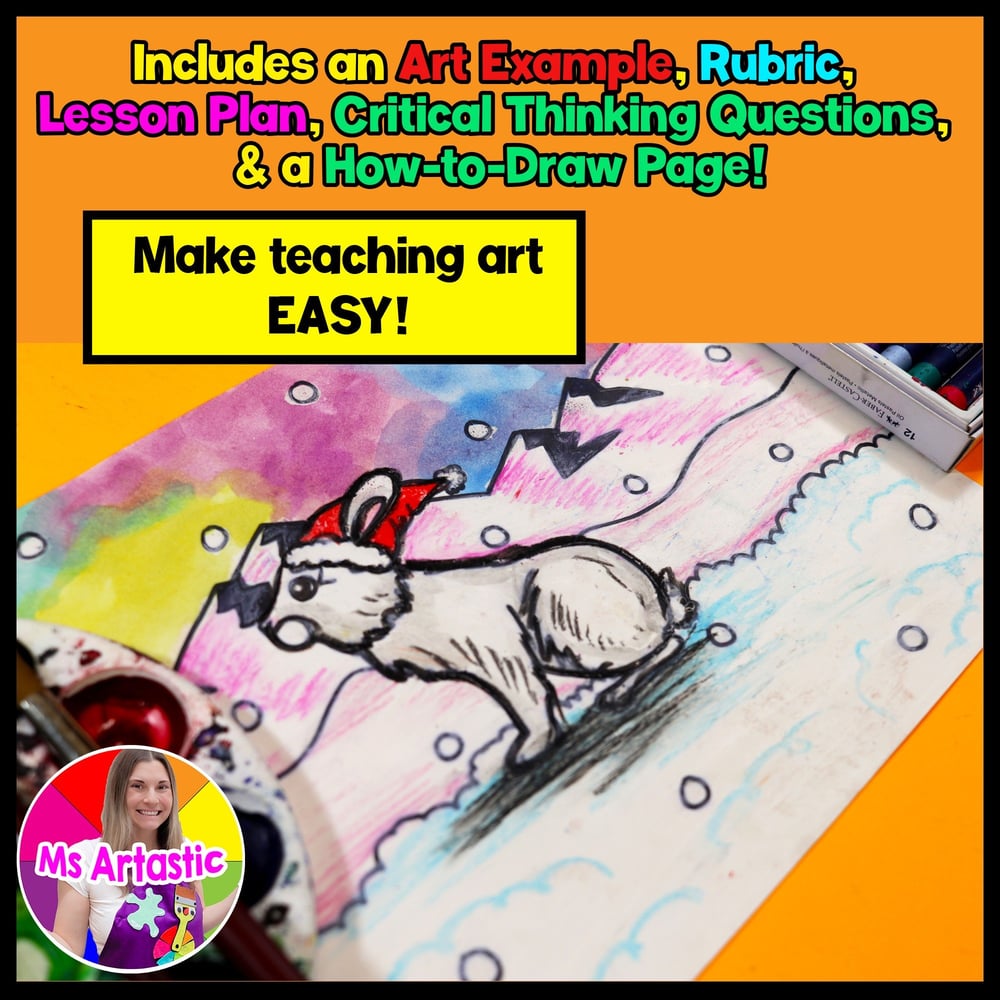 Christmas Art Project Christmas Bunny Art Lesson Christmas Art Activity – image 2
