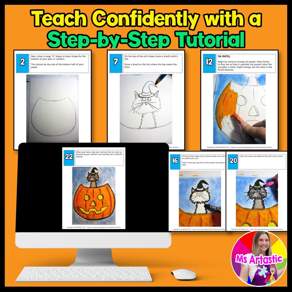 Halloween Art Lesson Jack O Lantern Art Project Halloween Cat Craft Art Activity – image 4