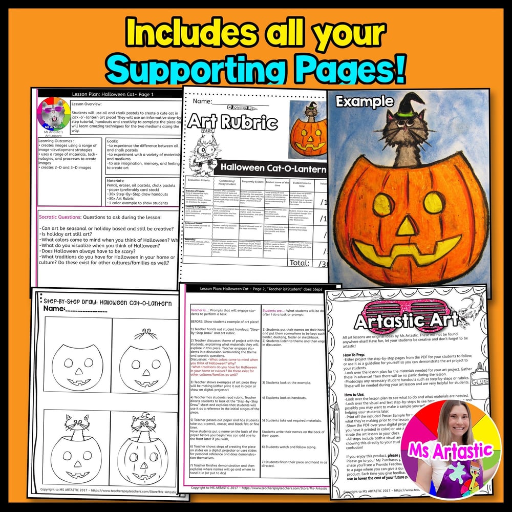 Halloween Art Lesson Jack O Lantern Art Project Halloween Cat Craft Art Activity – image 3