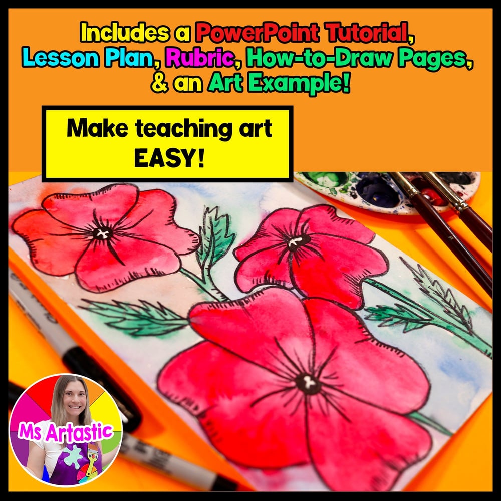 Poppy Art Lesson Remembrance Day Art Veterans Day Memorial Day Art Project – image 2