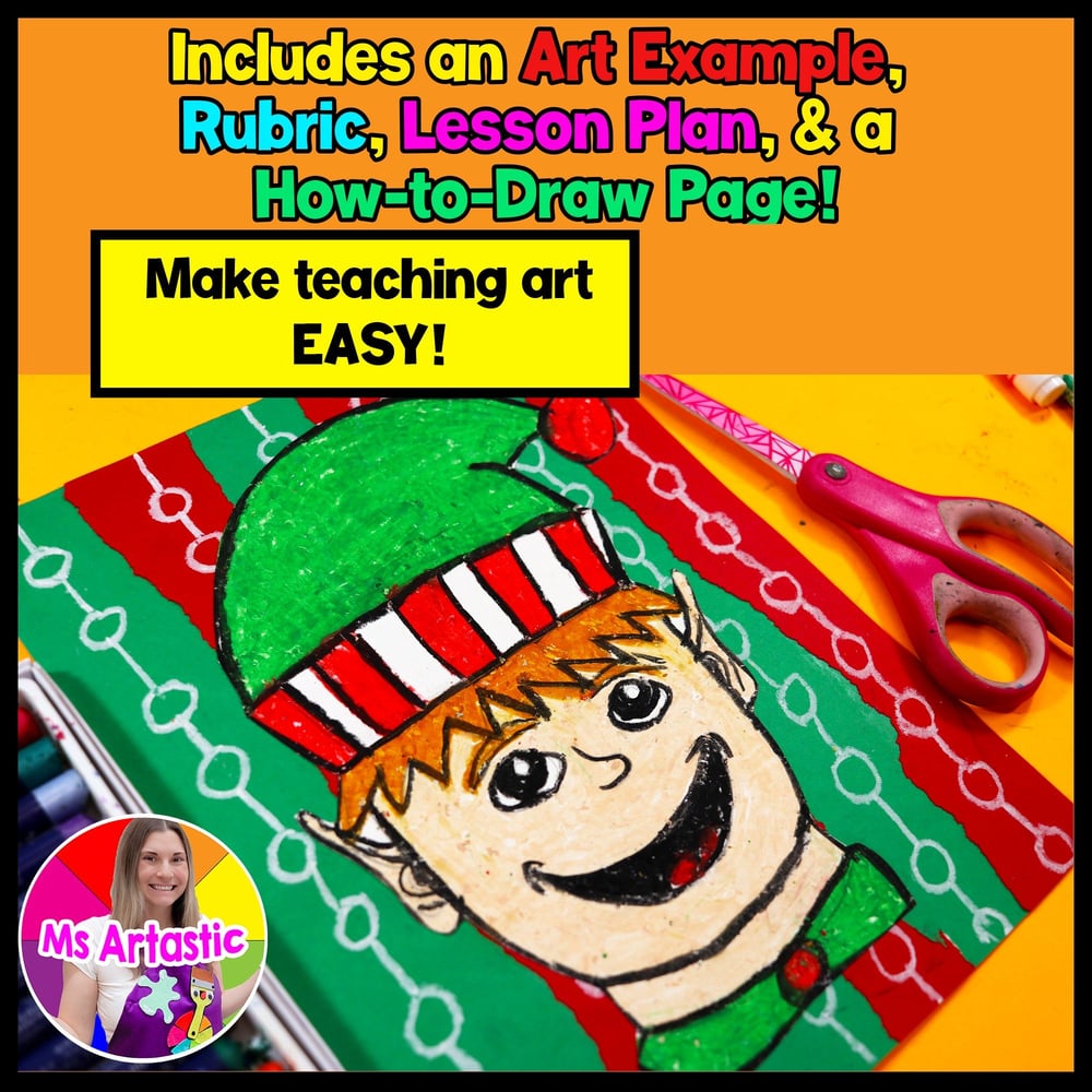 Christmas Art Lesson Santas Elf Art Project Christmas Art Activity – image 2
