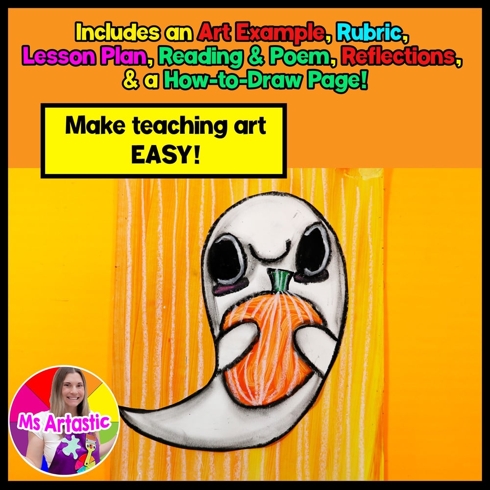 Halloween Art Lesson Cute Ghost Kindergarten Art October Fall Artwork Autumn Art – image 2