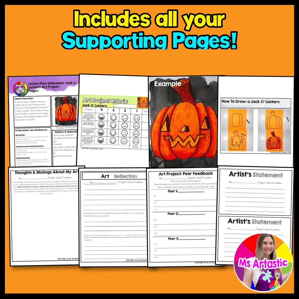Halloween Art Lesson Jack O Lantern October Art Project Pumpkin Art Activity – image 3