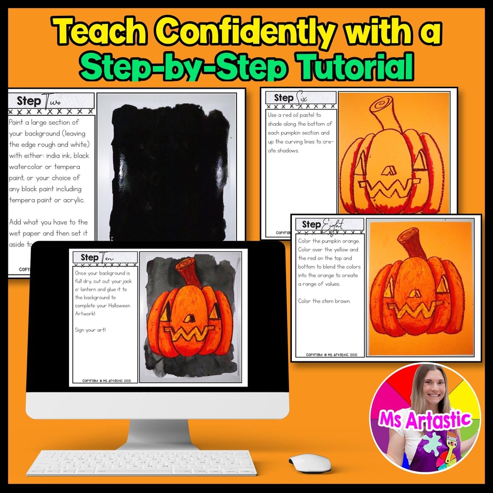 Halloween Art Lesson Jack O Lantern October Art Project Pumpkin Art Activity – image 4