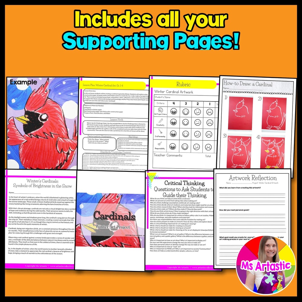 Winter Art Lesson Plan Cardinal Art Project for Elementary Winter Artwork – image 3