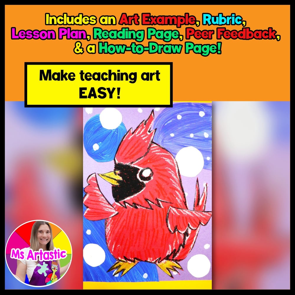 Winter Art Lesson Plan Cardinal Art Project for Elementary Winter Artwork – image 2