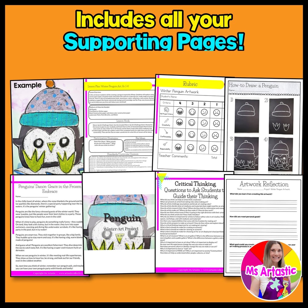 Primary Penguin Art Project Winter Art Lesson Plan Penguin Kindergarten Art – image 3