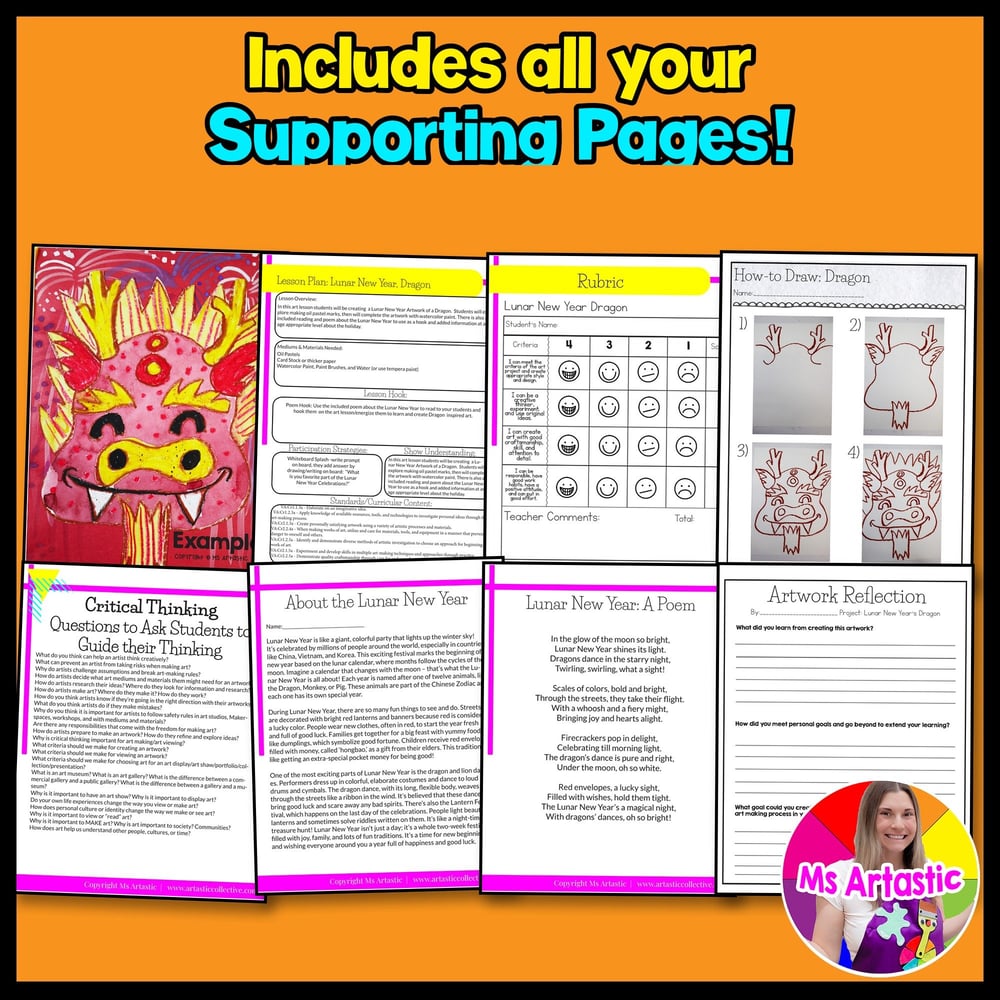 Lunar New Year Dragon Art Project Chinese New Year Art Lesson Lunar New Year Art – image 3