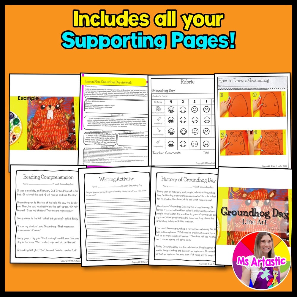 Groundhog Day Art Lesson Groundhog Day Line Art Project Winter Art Activity – image 3