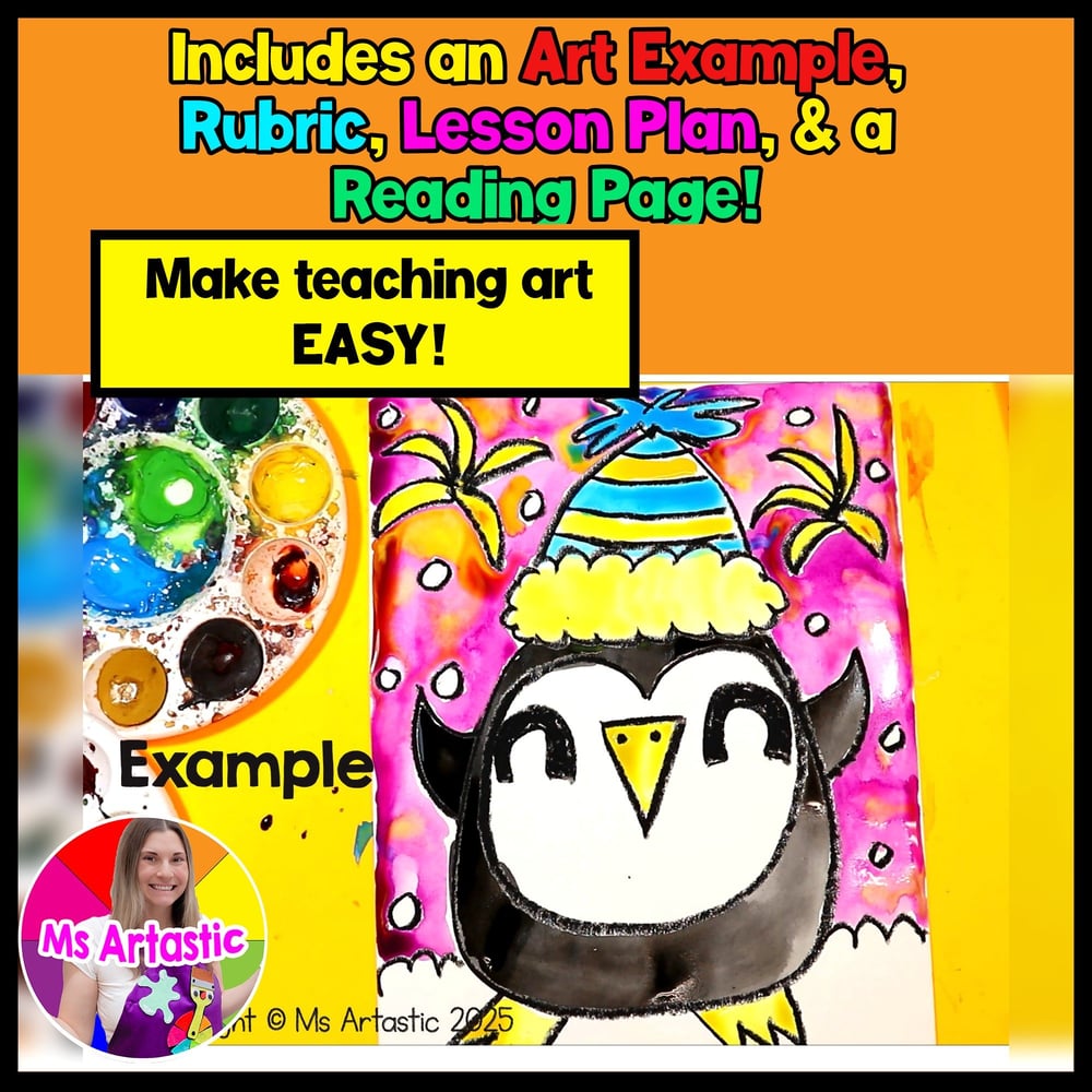 New Year Art Project Craft Activity Penguin Art Lesson Writing Prompt Reading – image 2