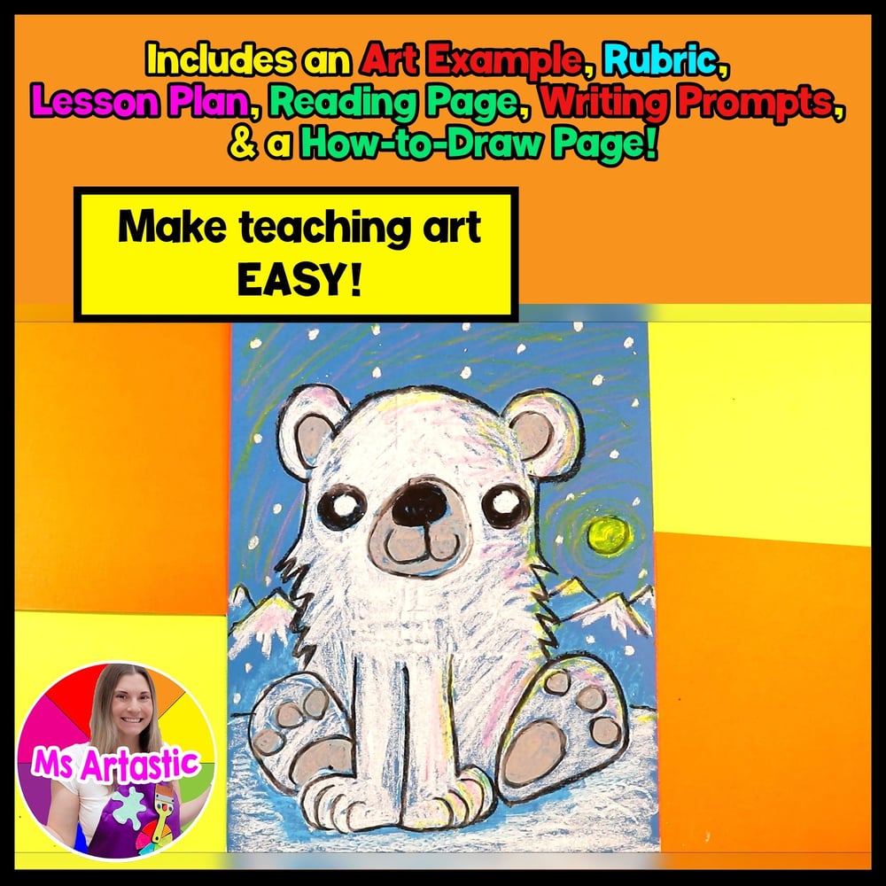 Winter Art Project Activity Polar Bear Art Writing Prompts Reading Comprehension – image 2