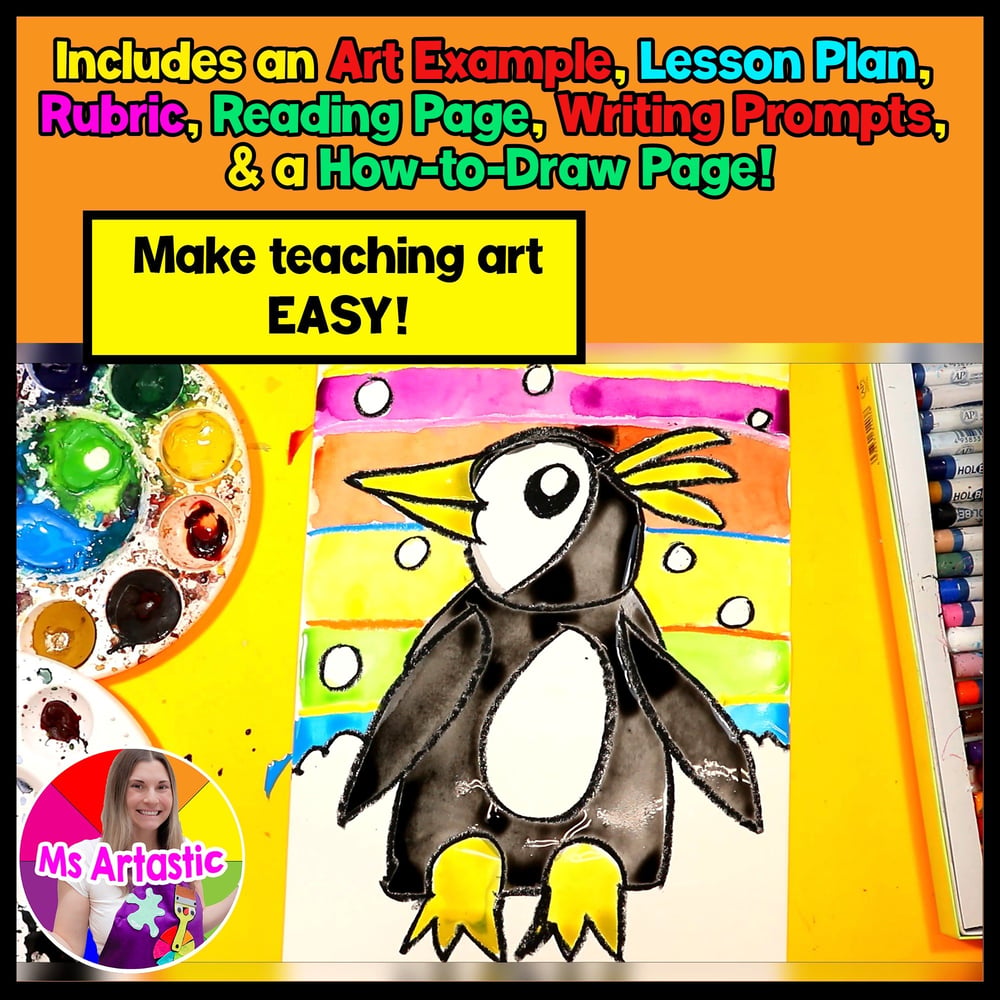 Winter Art Project Activity Penguin Art Writing Prompts Reading Comprehension – image 2