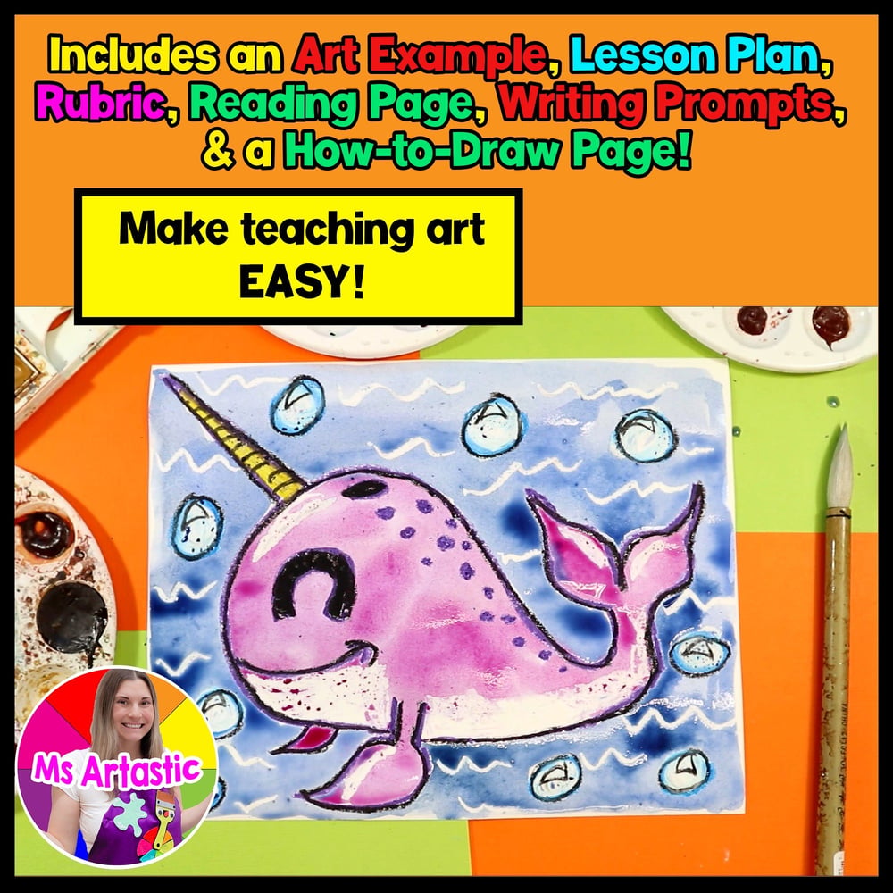 Winter Art Project Activity Narwhal Art Writing Prompts Reading Comprehension – image 2
