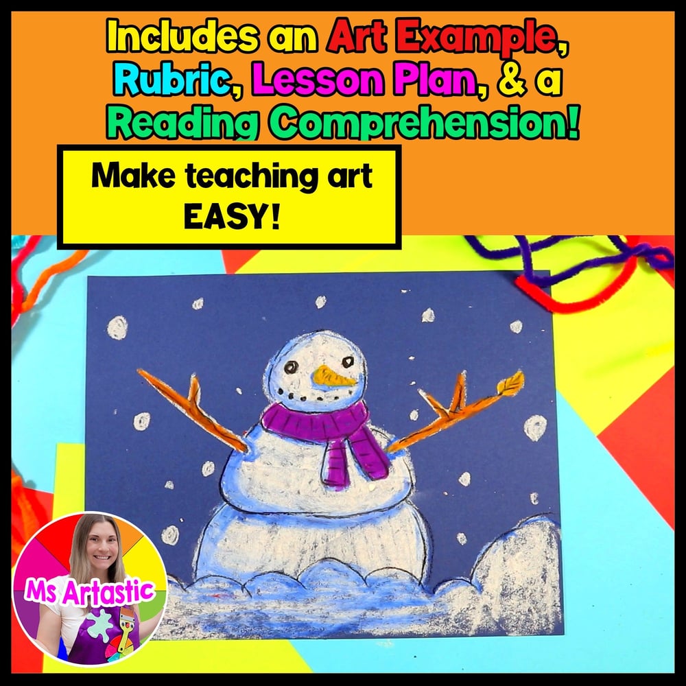 Winter Snowman Art Lesson Snowman Art Project Winter Art Activity with Reading – image 2