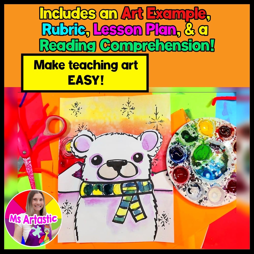 Winter Art Lesson Winter Polar Bear Art Project Winter Art Activity January Art – image 2