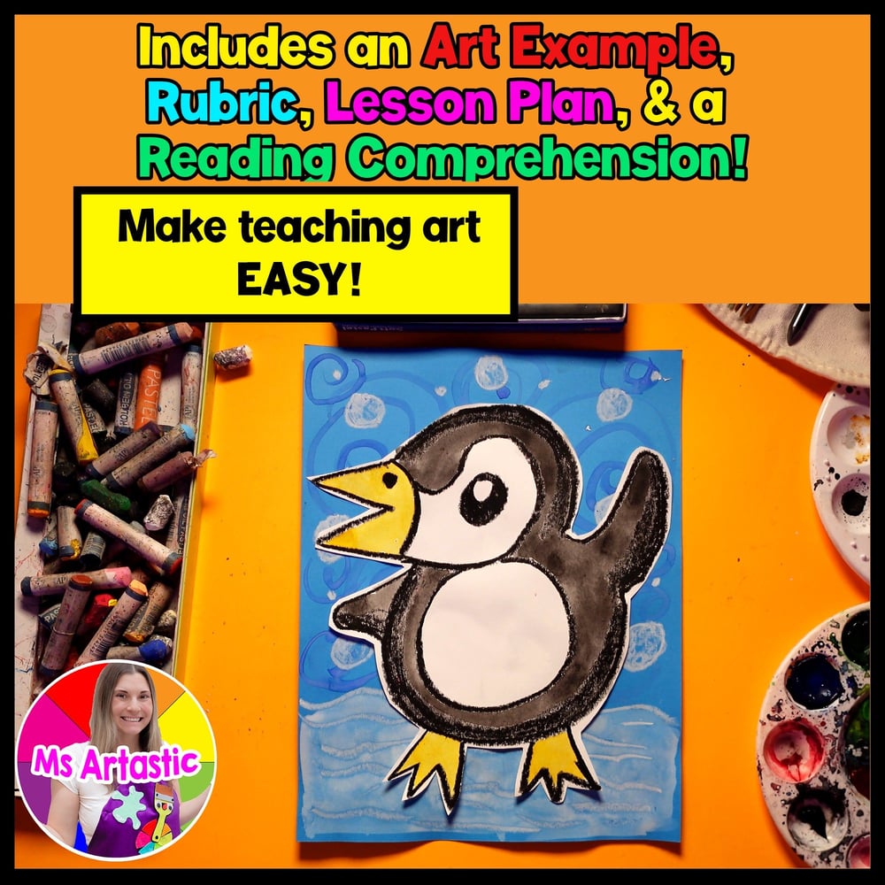 Winter Penguin Art Lesson Penguin Art Project Winter Art Activity Reading Write – image 2
