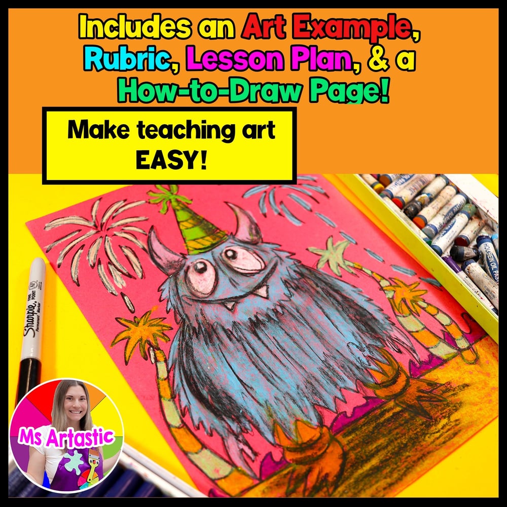 New Years Monster Art Lesson New Years Art Project The New Year Art Elementary – image 2