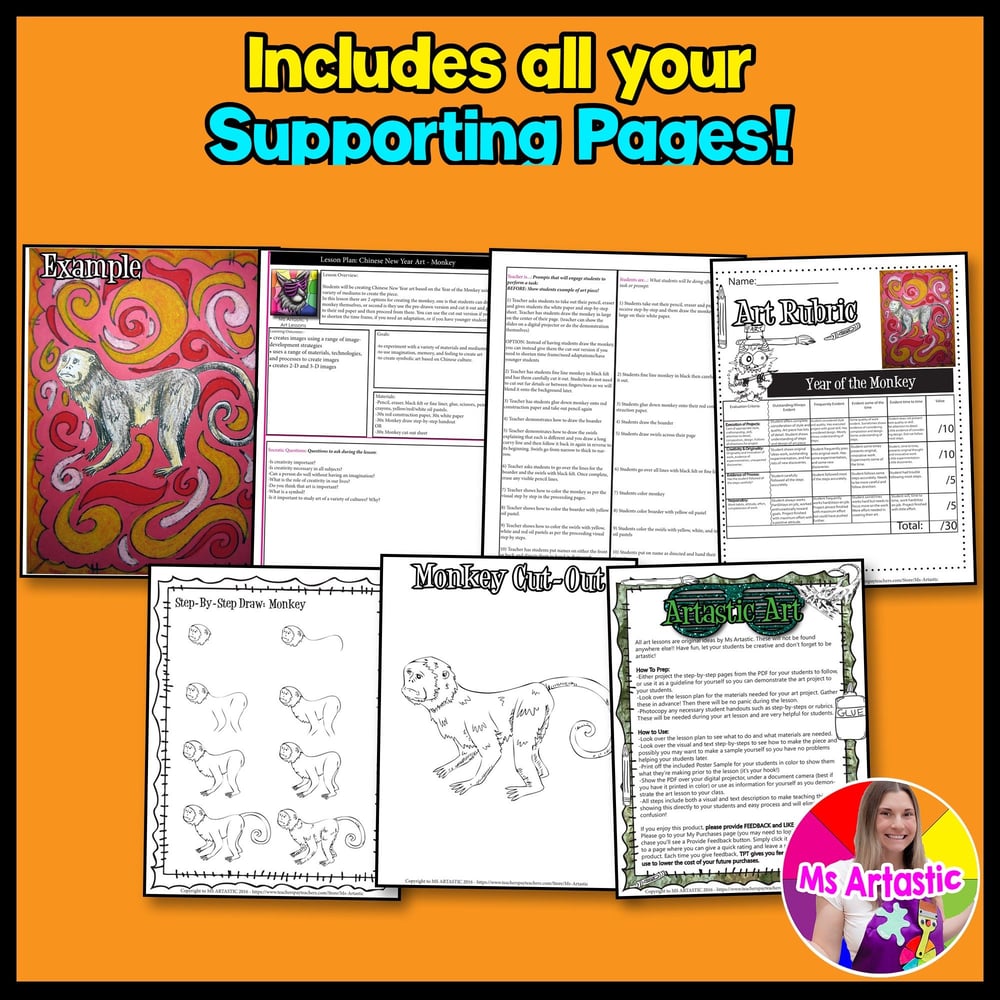 Chinese New Year Art Lesson, Year of the Monkey Art Project – image 3