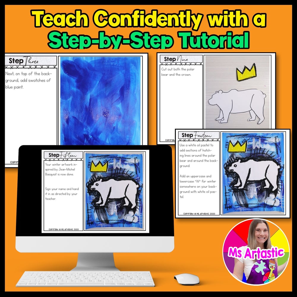 Basquiat Polar Bear Art Project Winter Art Lesson Jean Michel Basquiat Art – image 4