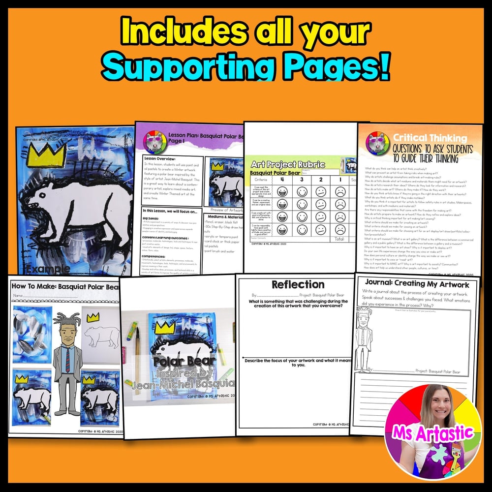 Basquiat Polar Bear Art Project Winter Art Lesson Jean Michel Basquiat Art – image 3