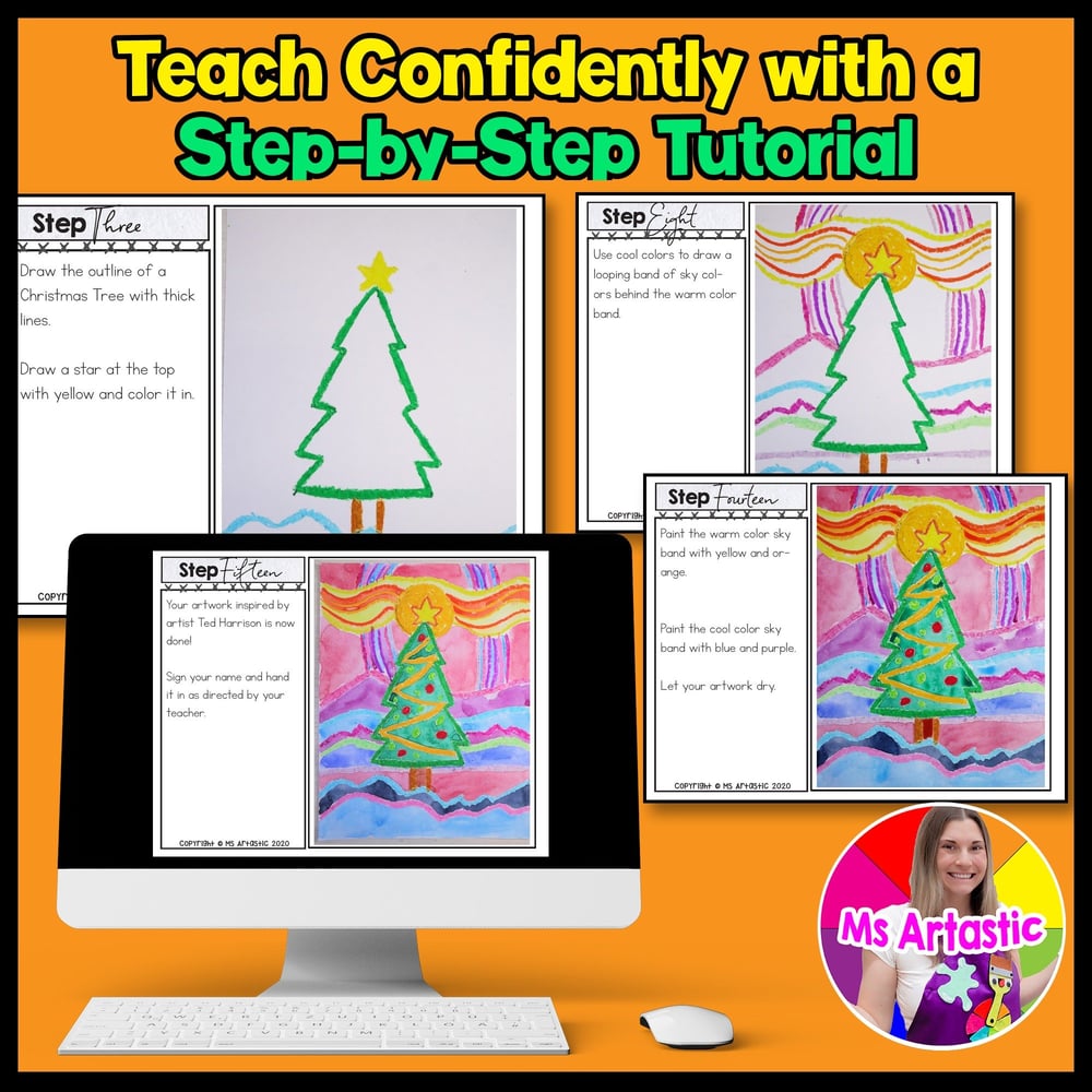 Ted Harrison Christmas Tree Art Project Christmas Art Lesson Winter Landscape – image 4